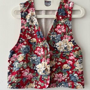 NWOT Vintage floral cotton denim vest Gotcha Covered Cottage Core Style S